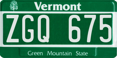 VT license plate ZGQ675