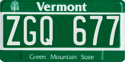 VT license plate ZGQ677
