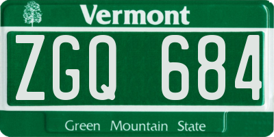 VT license plate ZGQ684