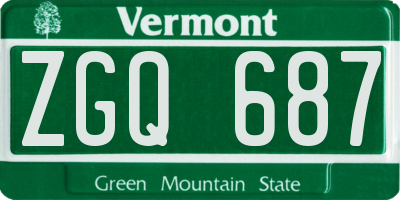 VT license plate ZGQ687