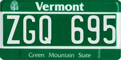 VT license plate ZGQ695