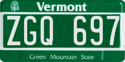 VT license plate ZGQ697