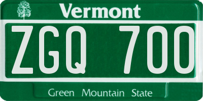 VT license plate ZGQ700
