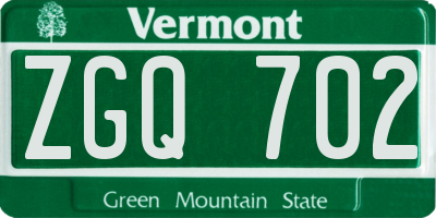 VT license plate ZGQ702