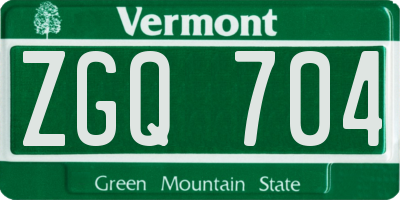 VT license plate ZGQ704