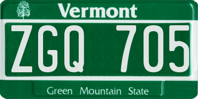 VT license plate ZGQ705