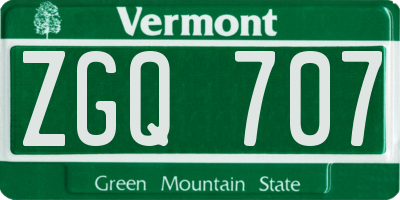VT license plate ZGQ707