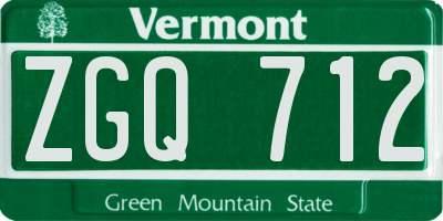VT license plate ZGQ712