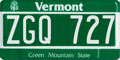 VT license plate ZGQ727