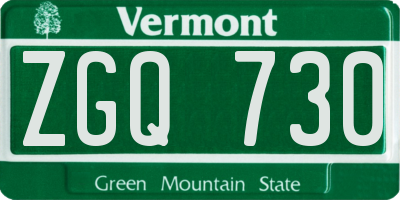 VT license plate ZGQ730