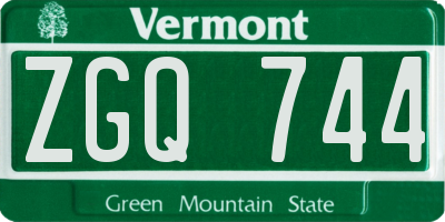VT license plate ZGQ744