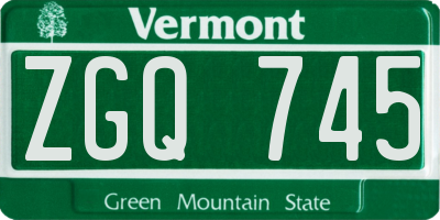 VT license plate ZGQ745