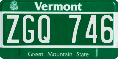VT license plate ZGQ746