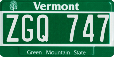 VT license plate ZGQ747