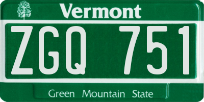 VT license plate ZGQ751