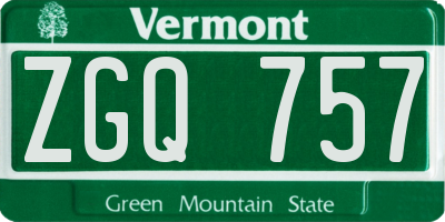 VT license plate ZGQ757