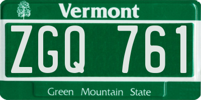 VT license plate ZGQ761