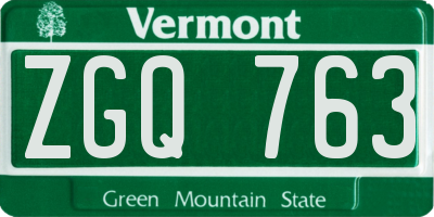 VT license plate ZGQ763