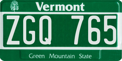 VT license plate ZGQ765