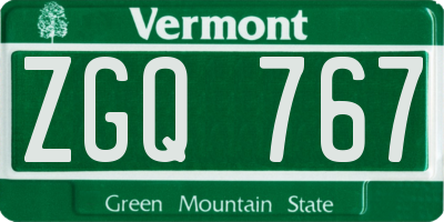 VT license plate ZGQ767