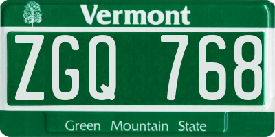 VT license plate ZGQ768