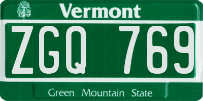 VT license plate ZGQ769