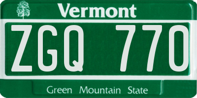 VT license plate ZGQ770