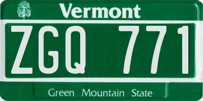 VT license plate ZGQ771