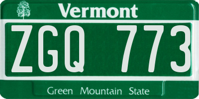 VT license plate ZGQ773