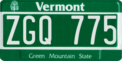 VT license plate ZGQ775