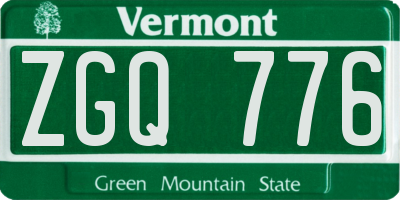 VT license plate ZGQ776