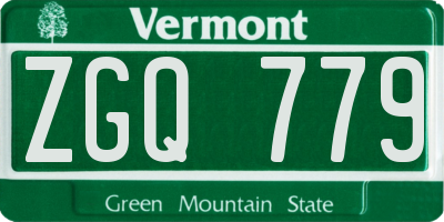 VT license plate ZGQ779