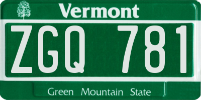 VT license plate ZGQ781