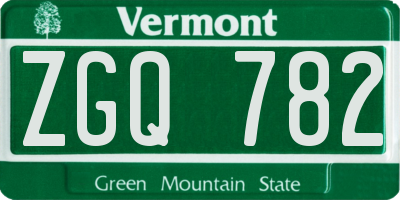 VT license plate ZGQ782