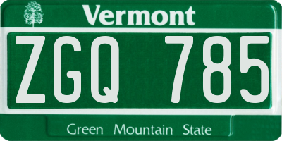 VT license plate ZGQ785