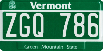 VT license plate ZGQ786