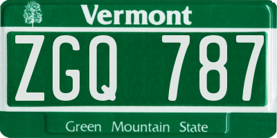 VT license plate ZGQ787