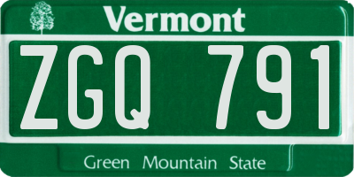 VT license plate ZGQ791