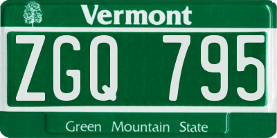 VT license plate ZGQ795