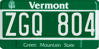 VT license plate ZGQ804