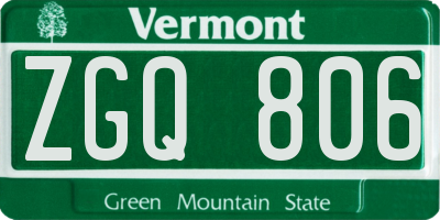 VT license plate ZGQ806