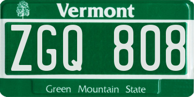 VT license plate ZGQ808