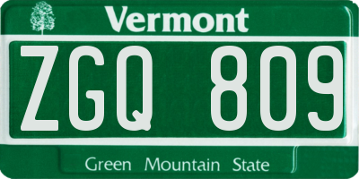 VT license plate ZGQ809