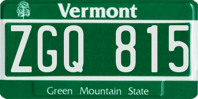 VT license plate ZGQ815