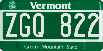 VT license plate ZGQ822