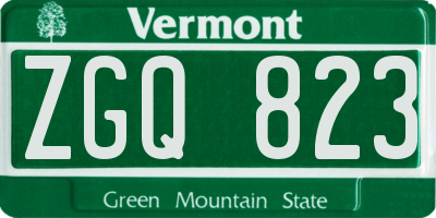 VT license plate ZGQ823