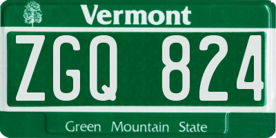 VT license plate ZGQ824