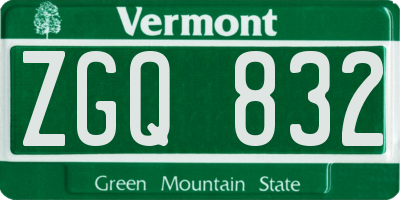 VT license plate ZGQ832