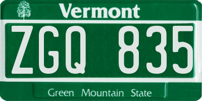 VT license plate ZGQ835