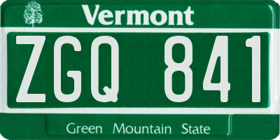 VT license plate ZGQ841